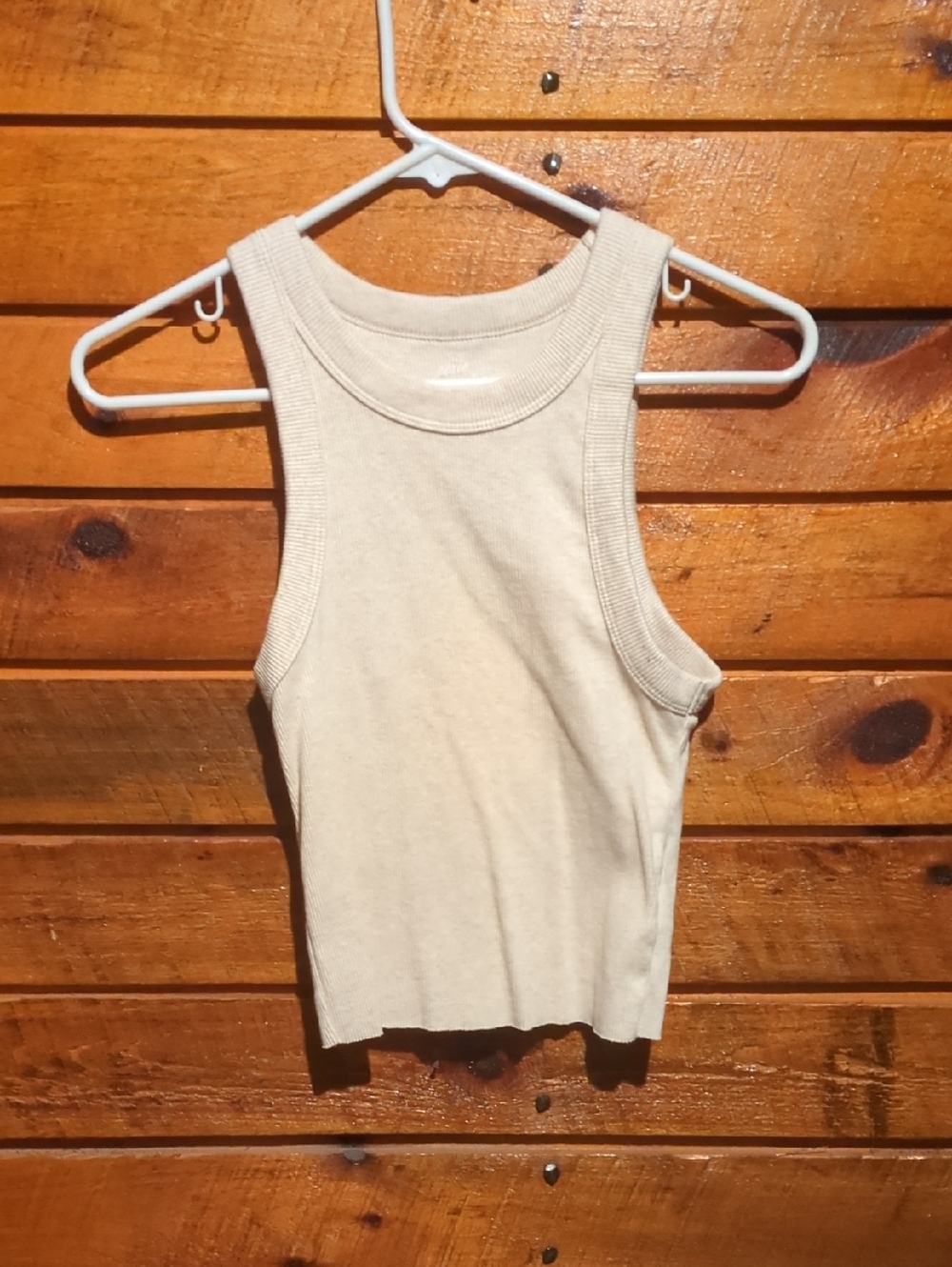 Aerie Ribbed Crewneck Tank Top - Cream